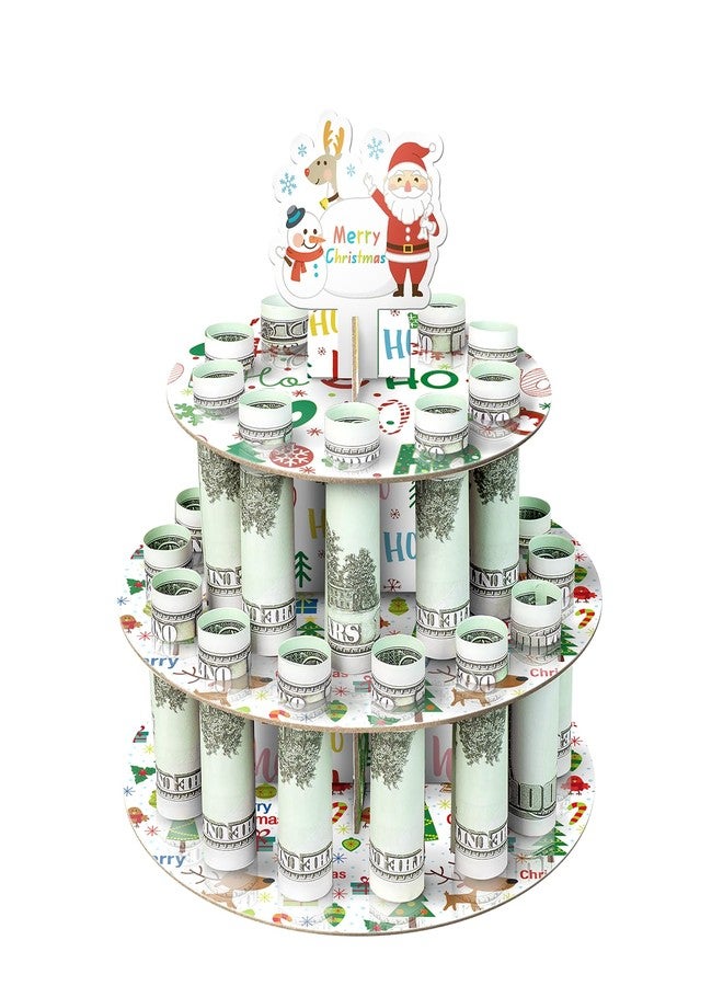 XiaosRen 1PCS Cardboard White Christmas Money Holder with 24 Holes, Cash Holder for Placing Money Gifts Xmas Holiday Table Decorations. - Image 1